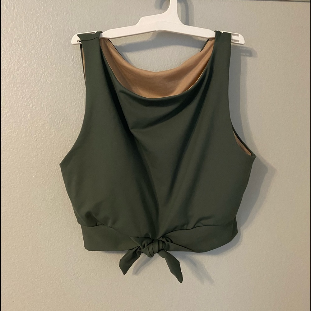 NWOT Lime Ricki knotted crop swim top -dark olive.